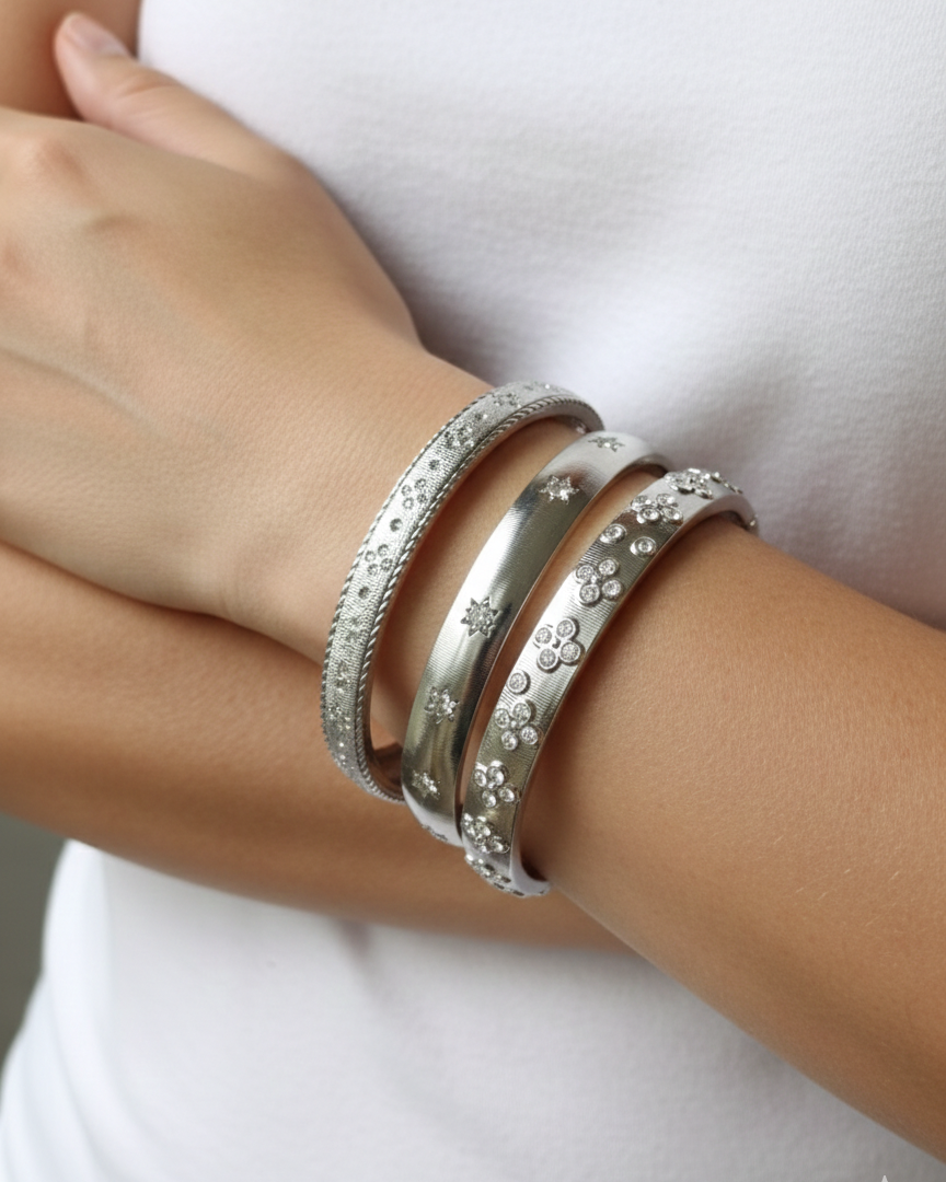 Shadiva Çelik Silver Zirkon Taşlı Bileklik