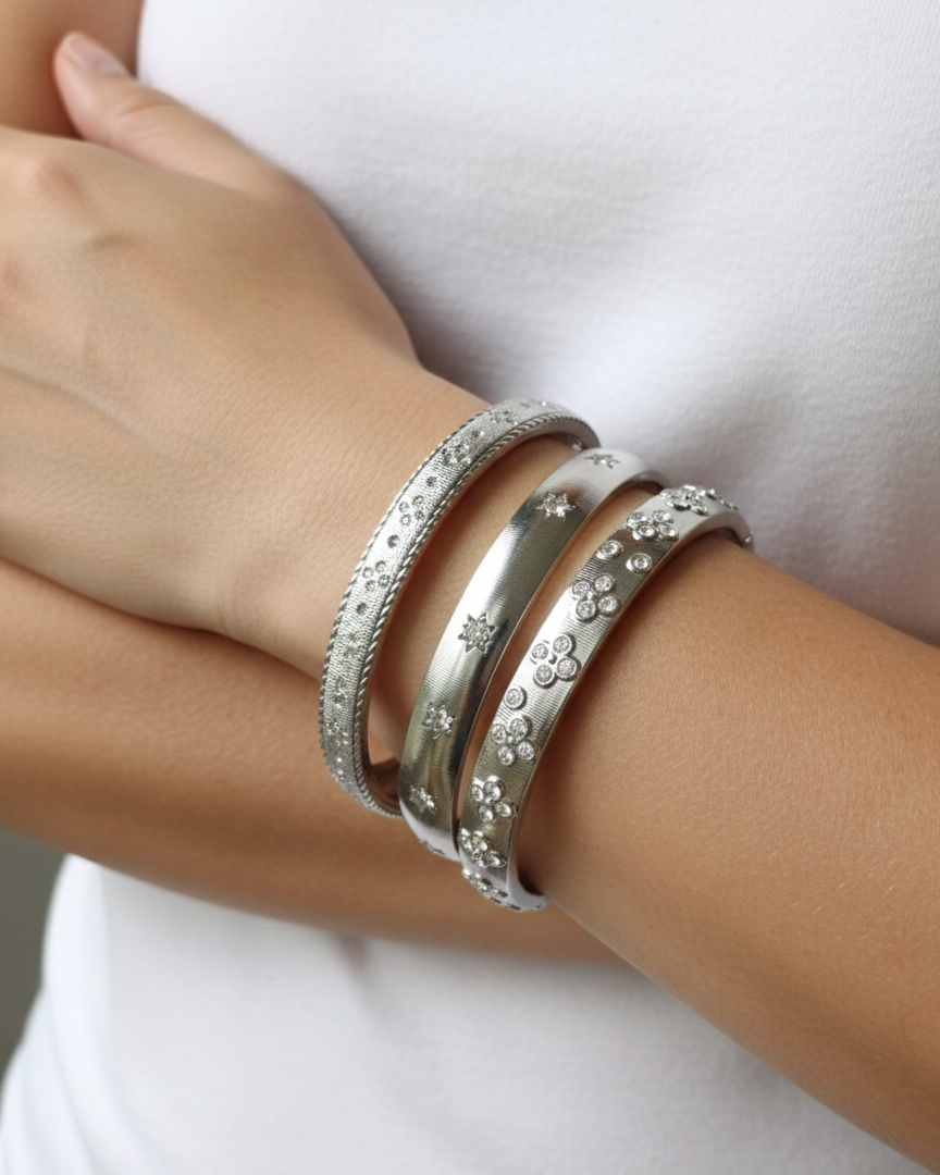 Shadiva Premium Çelik Silver Zirkon Taşlı Bileklik