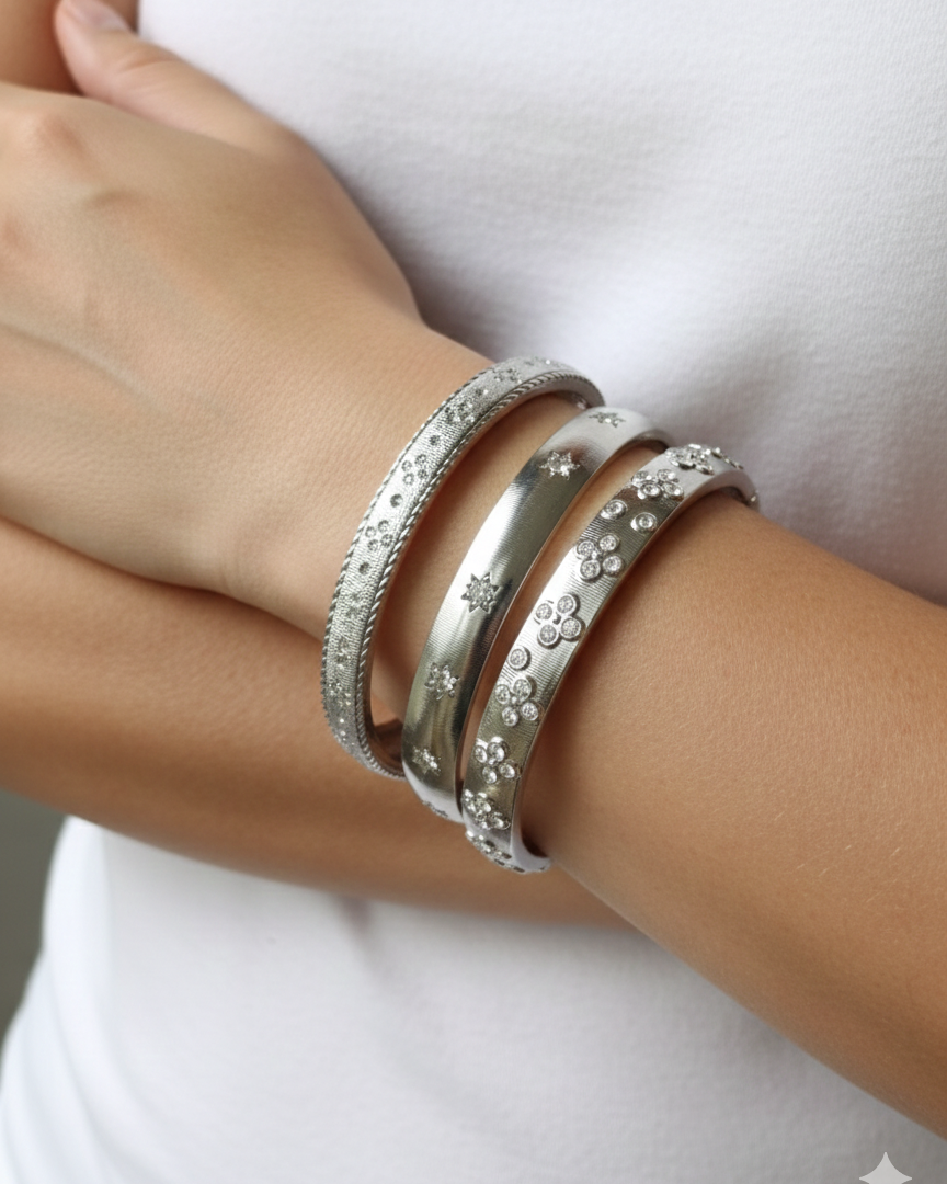 Shadiva Çelik Silver Zirkon Taşlı Bileklik