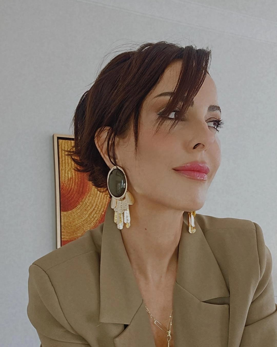 Shadiva Nefti Yeşil Taşlı Sallantılı Küpe