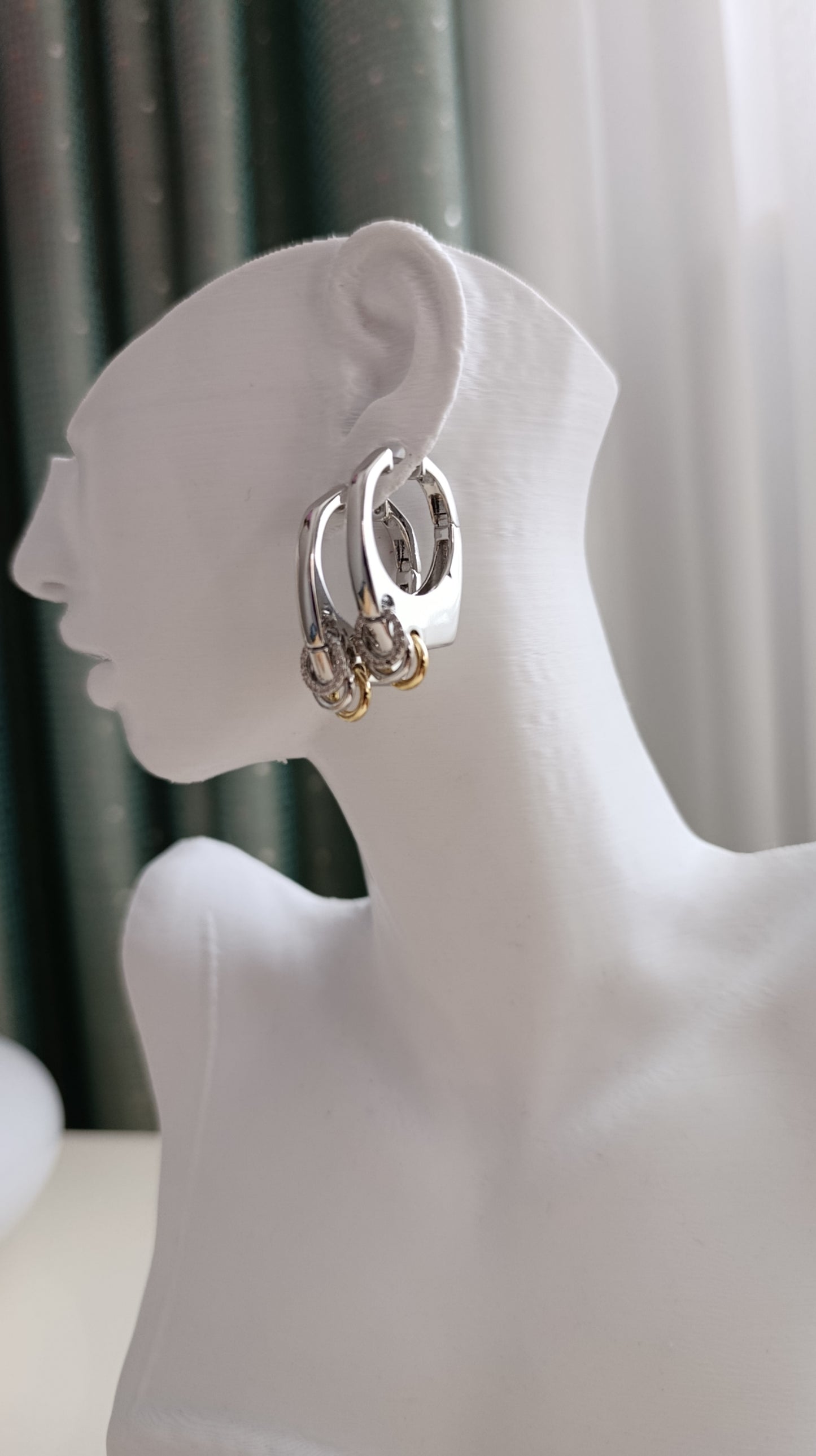 Shadiva Silver Gold Halkalı Küpe