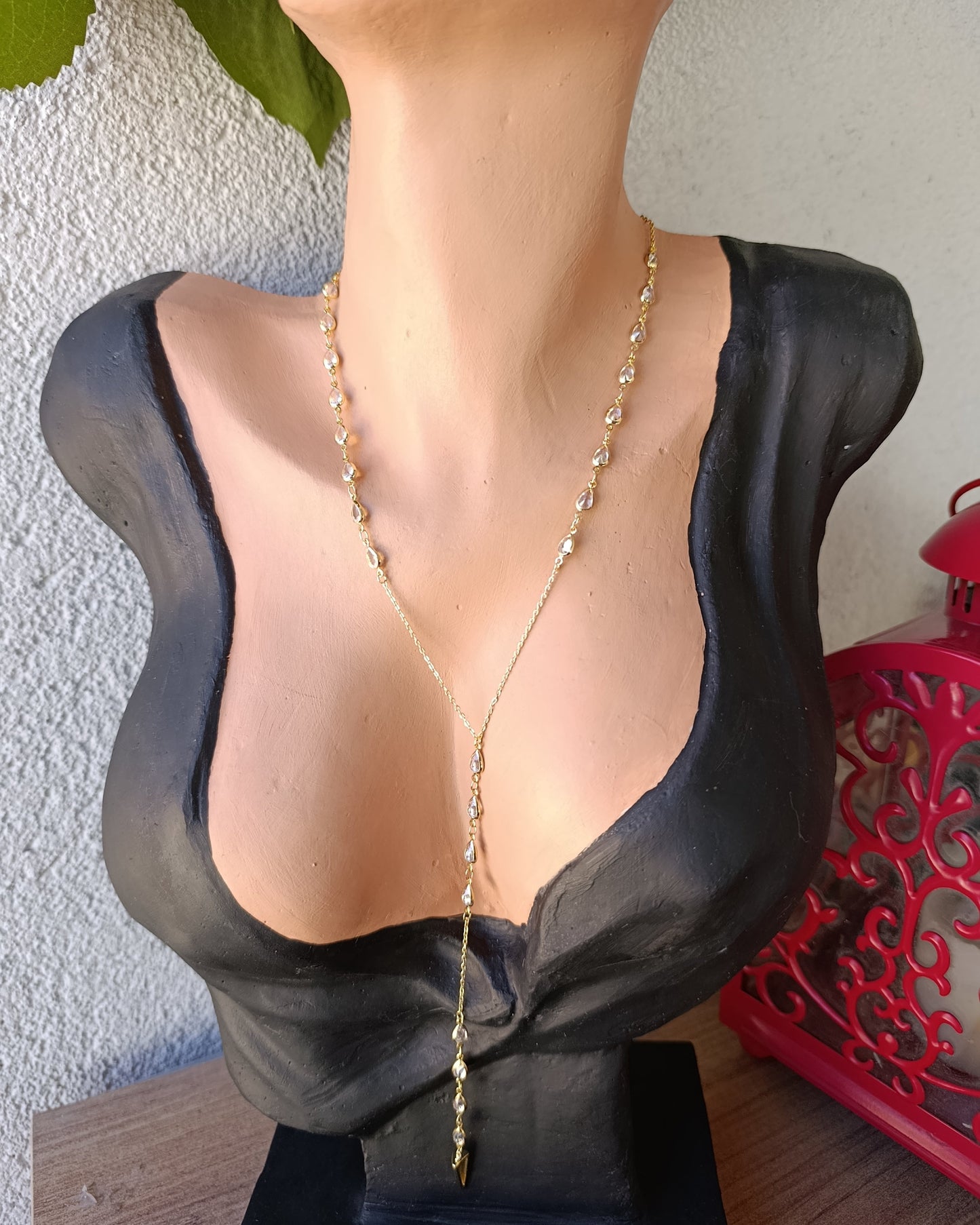 Shadiva Gold Taşlı Y Kolye