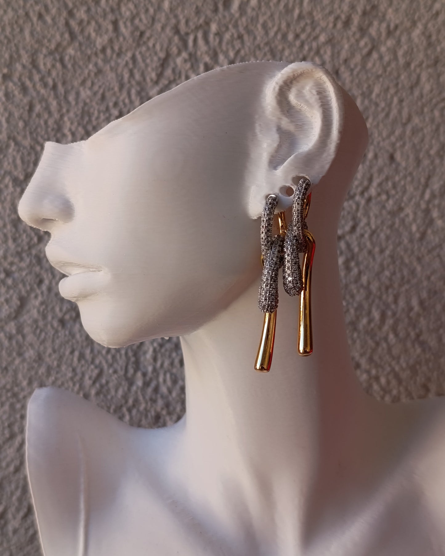 Shadiva Tivona Gold Silver Taşlı Küpe