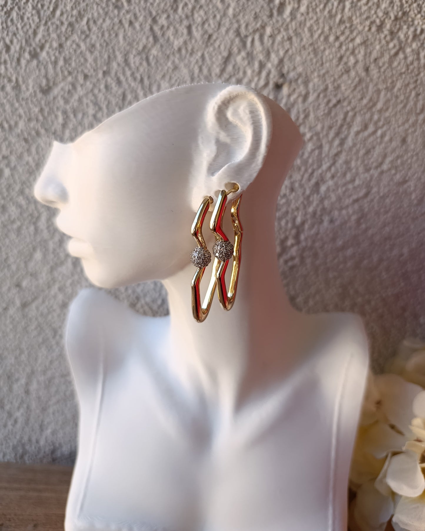 Shadiva Queliss Gold Silver Taşlı Küpe