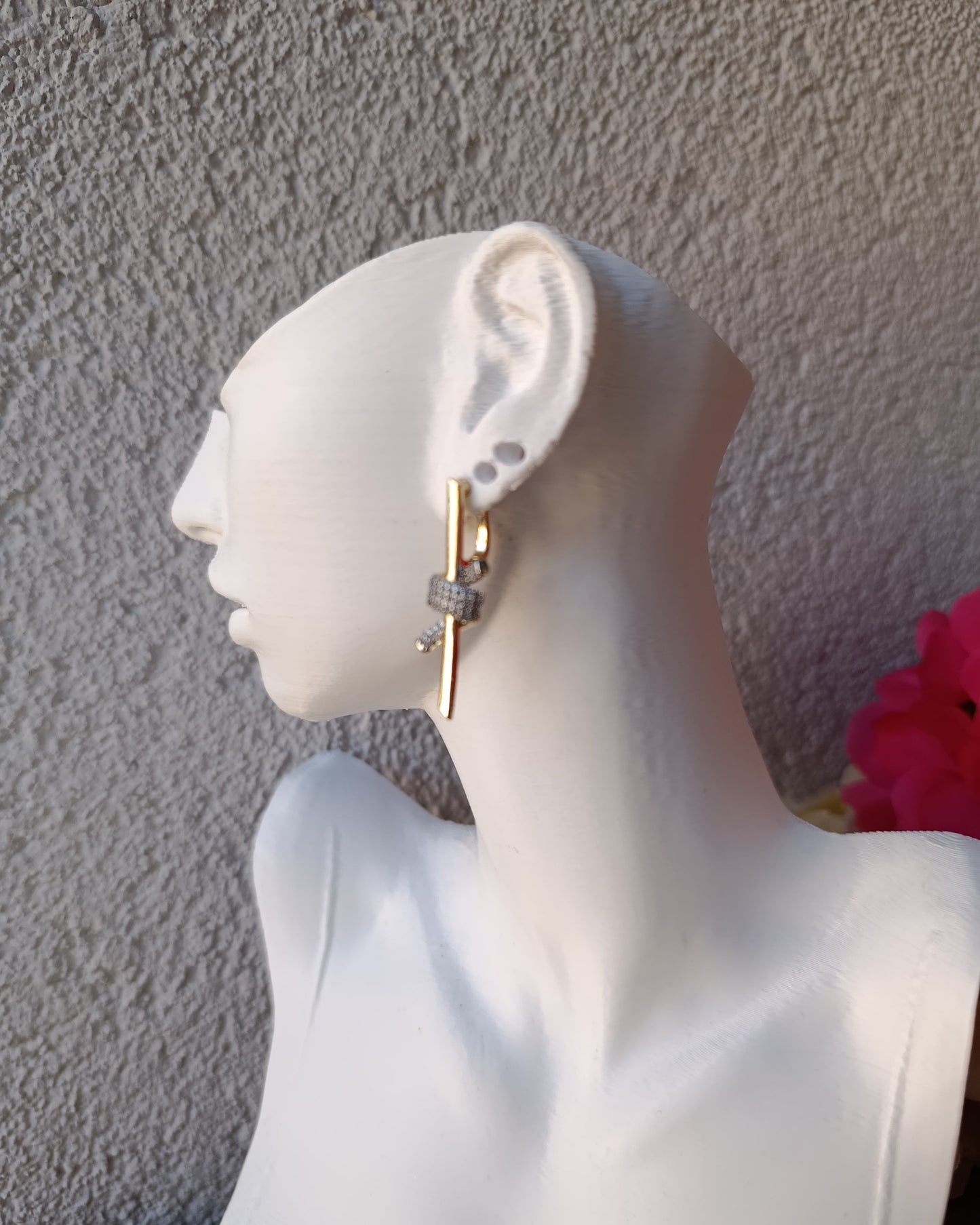 Shadiva Xynara Gold Silver Taşlı Küpe