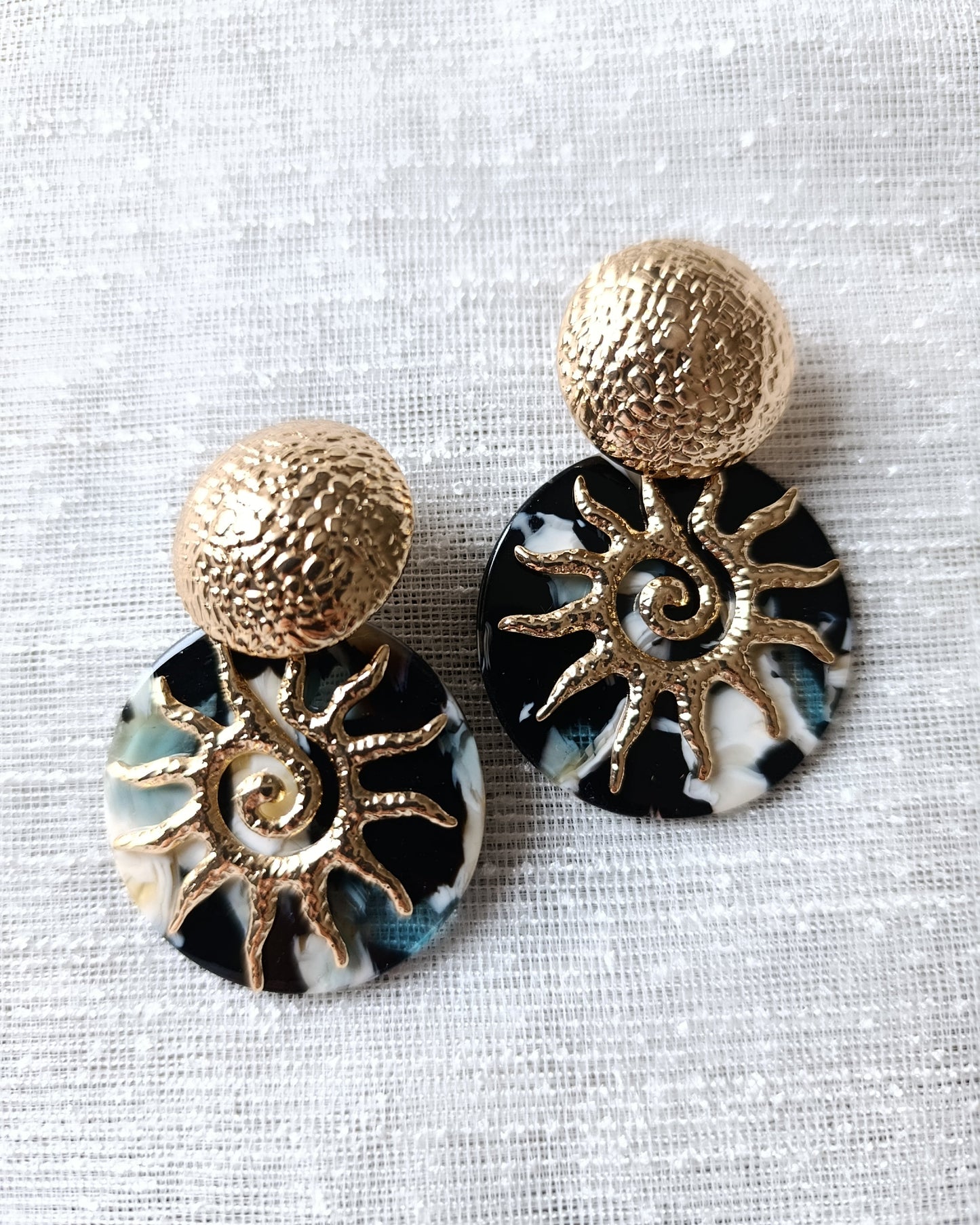 Shadiva Gold Siyah Güneş Küpe