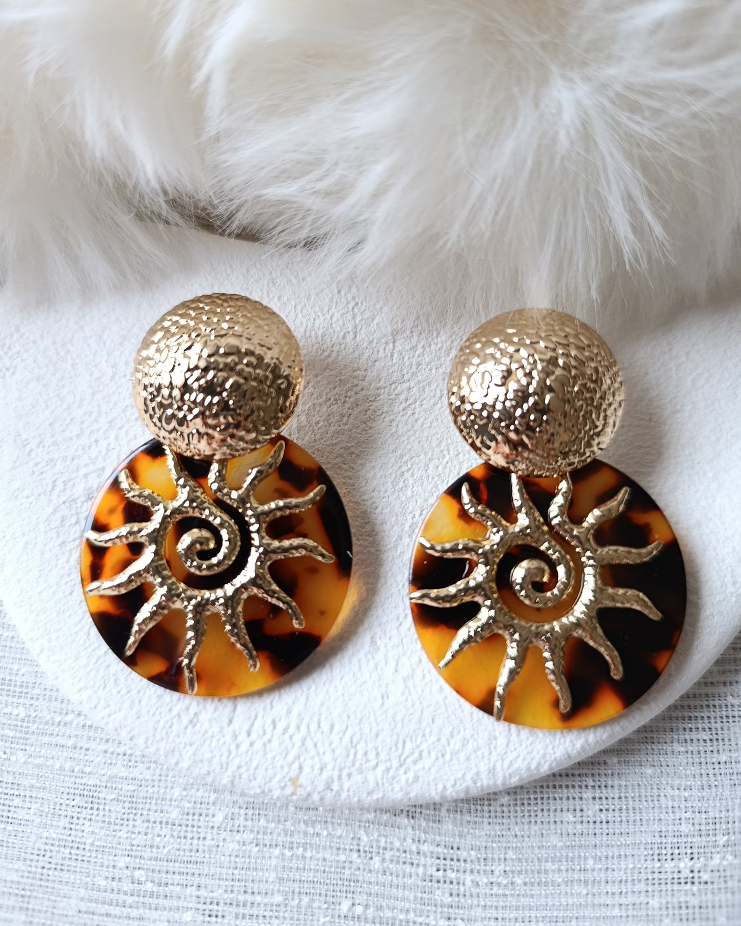 Shadiva Gold Turuncu Güneş Küpe