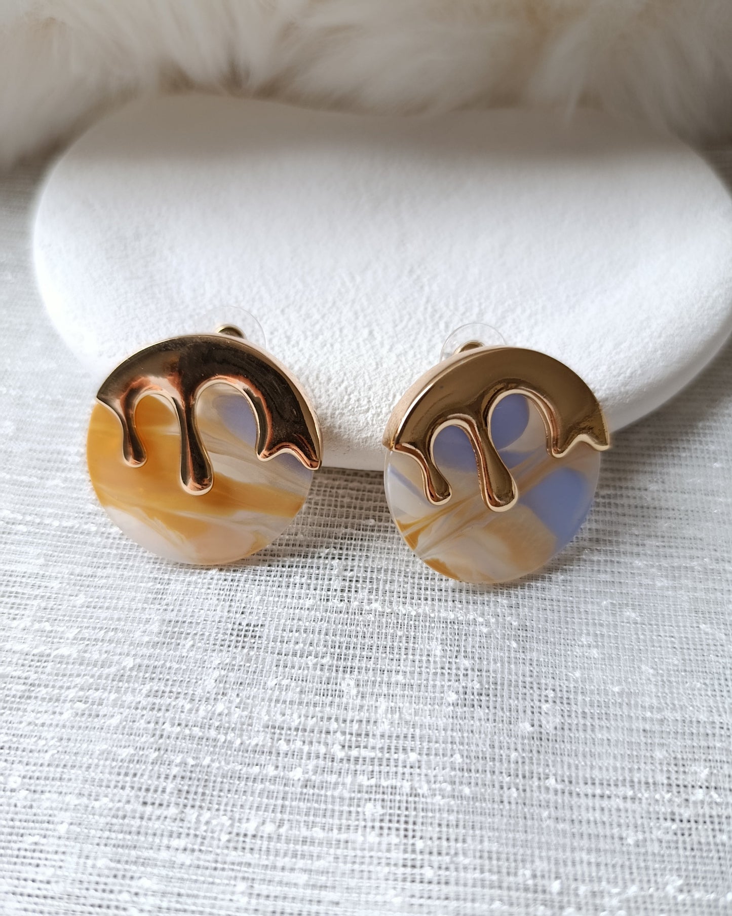 Shadiva Gold Turuncu Tablo Küpe