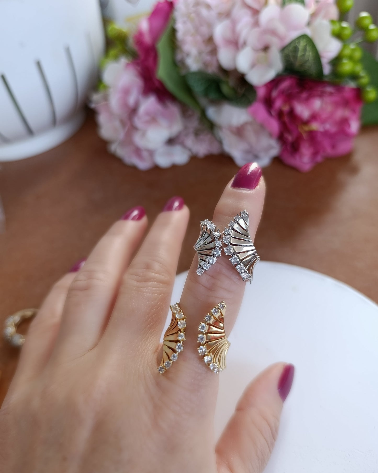 Shadiva Gold Zirkon Taşlı Kanat Yüzük