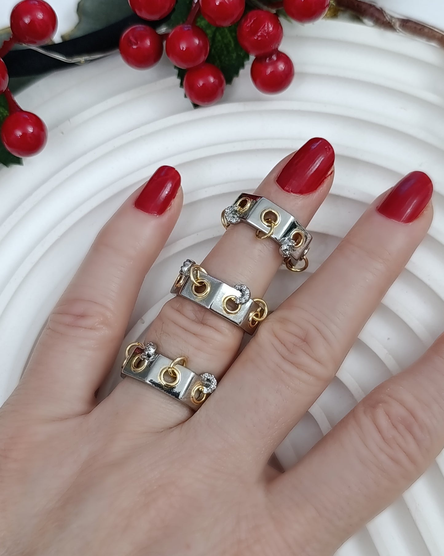 Shadiva Silver Plaka Halka Detay Yüzük