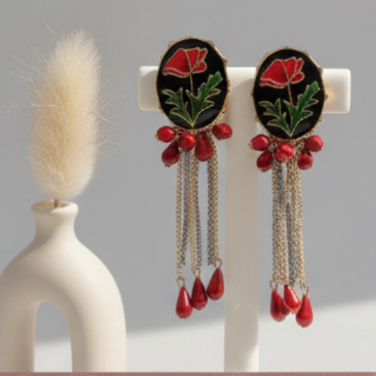 Shadiva Marka Model Çiçek Detaylı Küpe