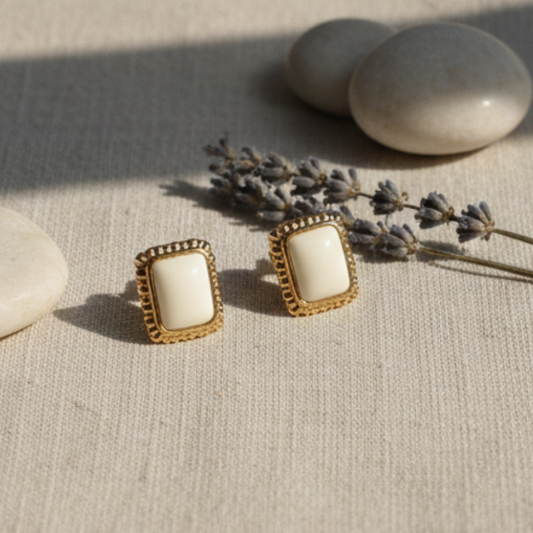 Shadiva İnci Detay Marka Model Kare Gold Küpe