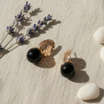 Shadiva Siyah Renk Marka Model Gold Küpe