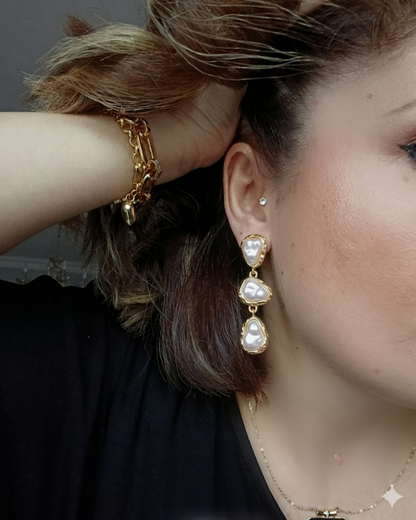 Shadiva Barok İnci Görünümlü Sallantılı Küpe