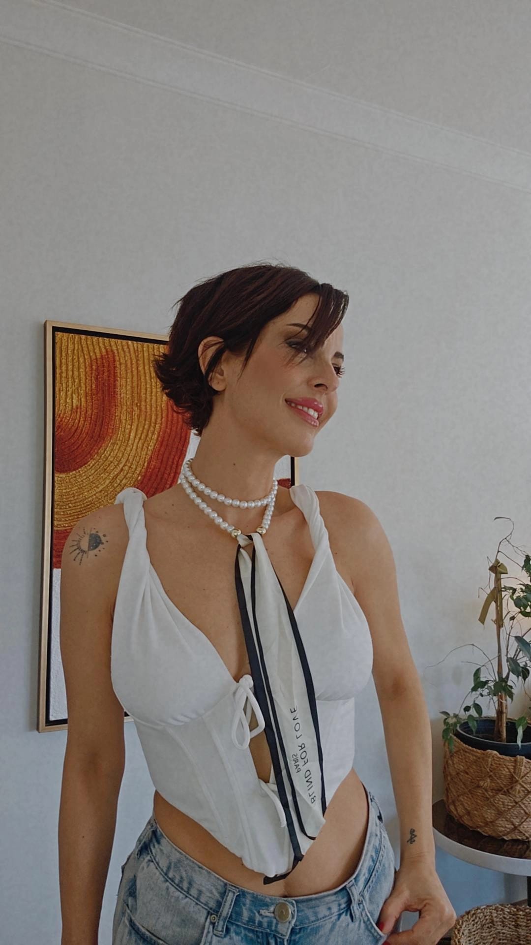 Shadiva El Yapımı Fularlı İncili Fularlı Kolye