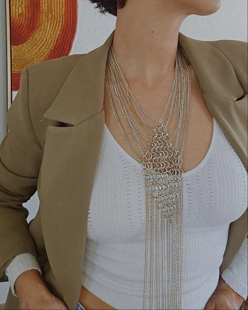 Shadiva Çok Katmanlı Şelale Zincir Kolye