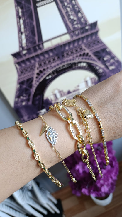 Gold Premium Seri Zirkon Taşlı Göz Bileklik