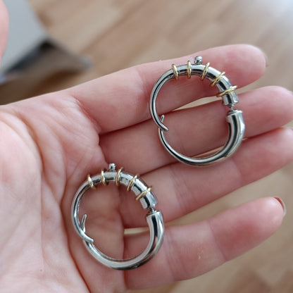 Shadiva Silver Gold Halkalı Asimetrik Küpe