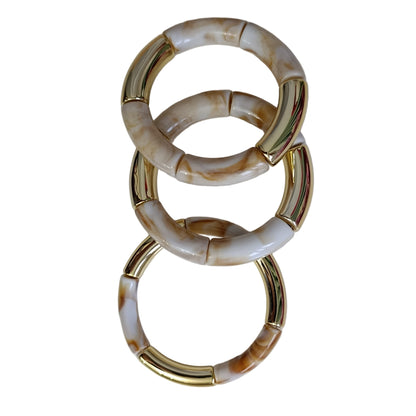 Shadiva Gold Kemik Tonlu Üçlü Lastikli Bileklik