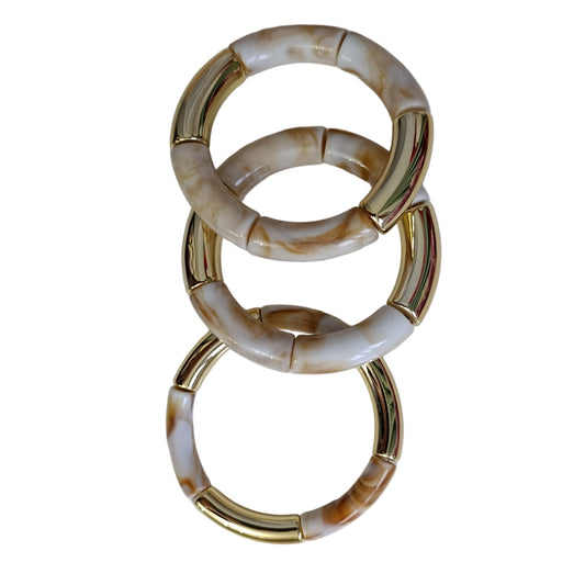 Shadiva Gold Kemik Tonlu Üçlü Lastikli Bileklik