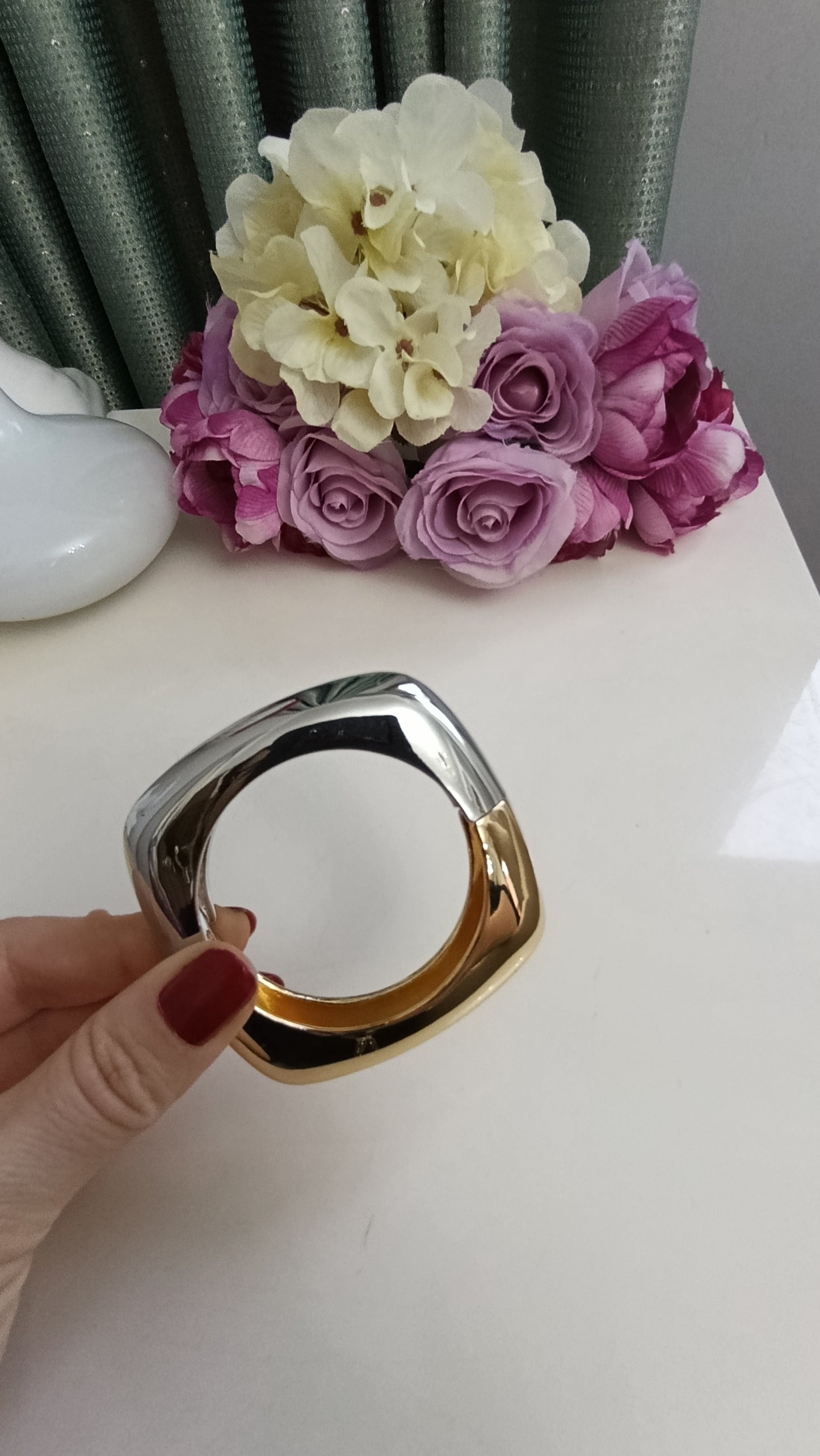 Gold Silver Plaka Bileklik