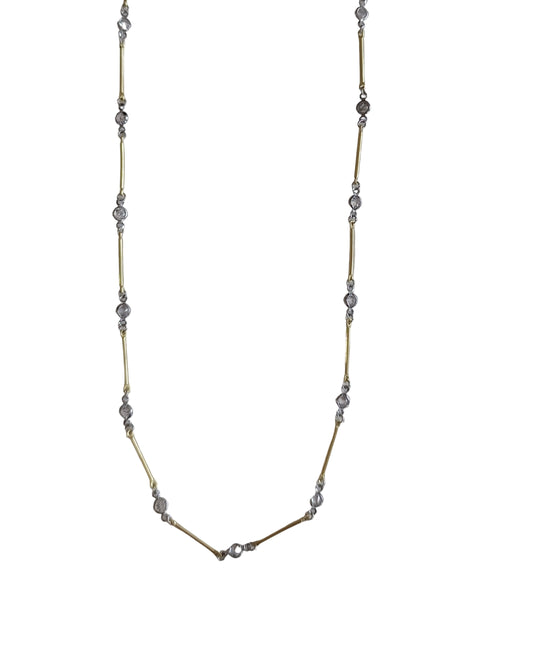 Shadiva Gold Silver Taşlı Çubuk Kolye