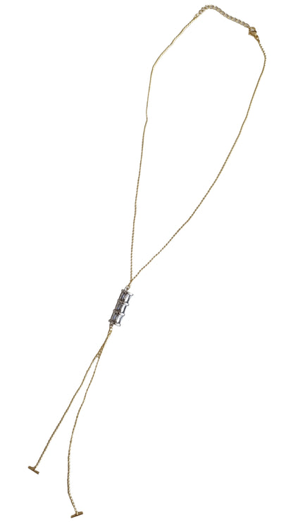 Shadiva Gold Silver Taşlı Geometrik Kolye