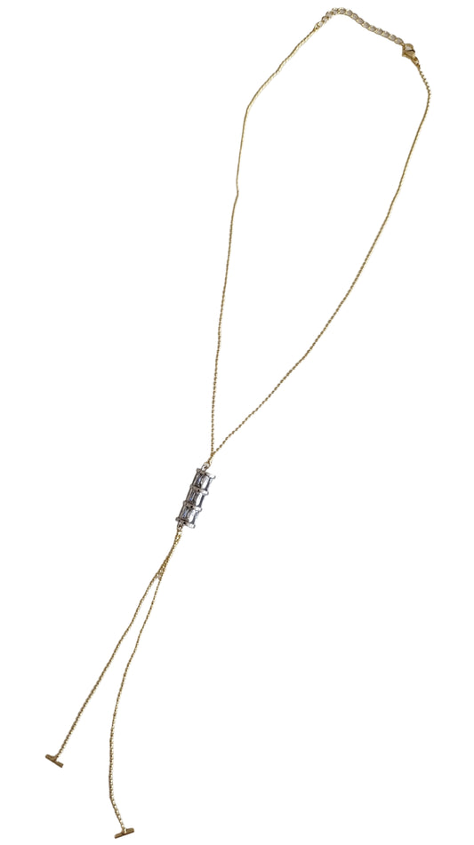 Shadiva Gold Silver Taşlı Geometrik Kolye