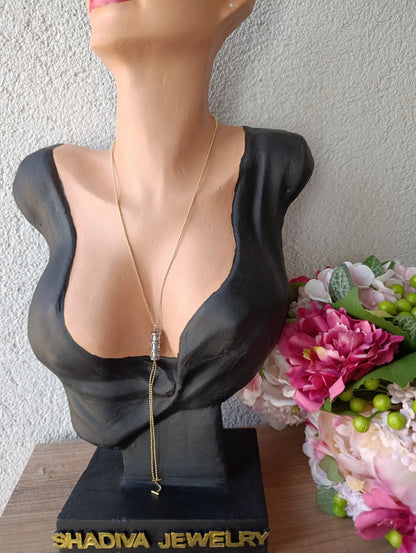 Shadiva Gold Silver Taşlı Geometrik Kolye