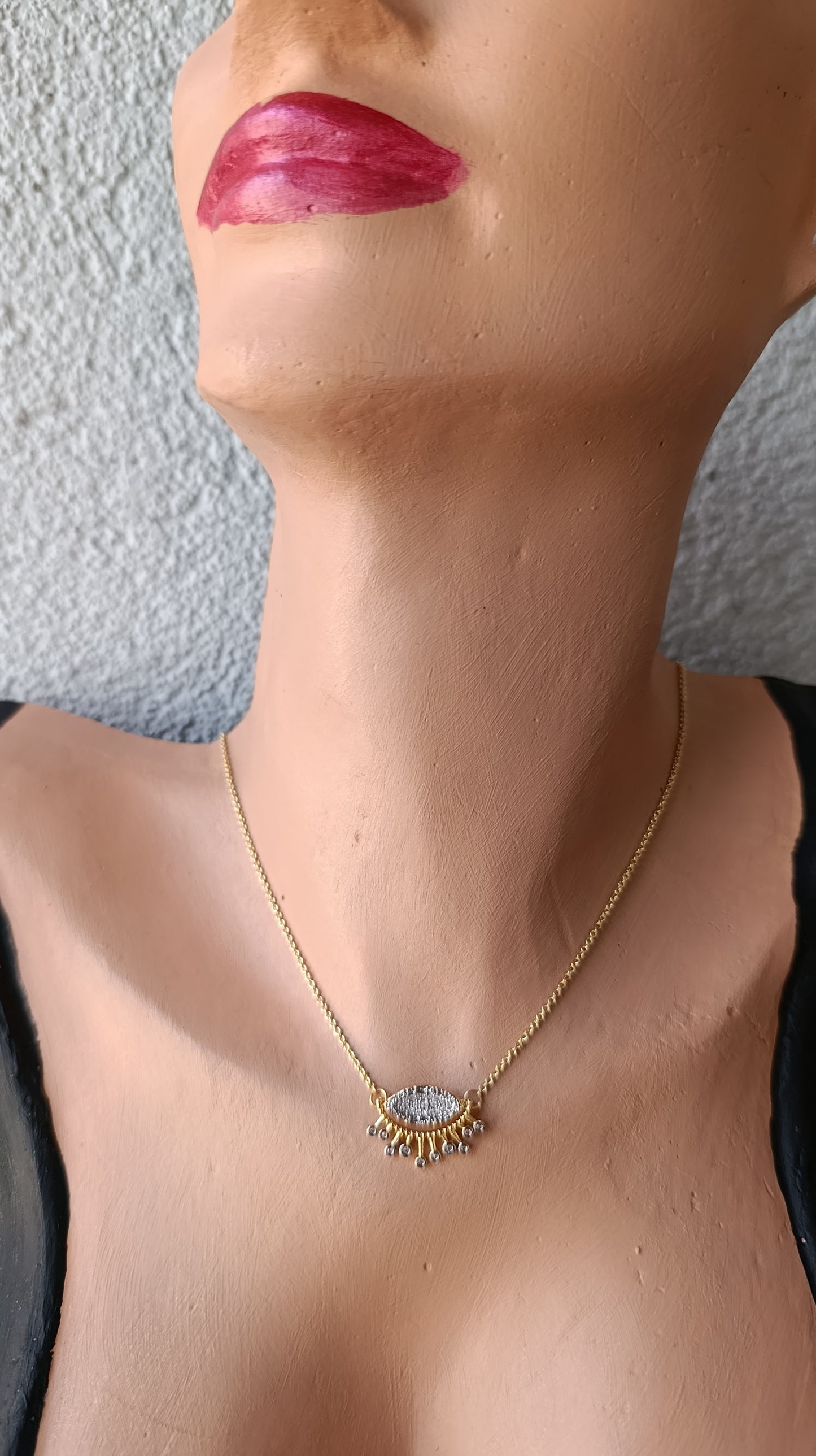 Shadiva Gold Silver Göz Kolye