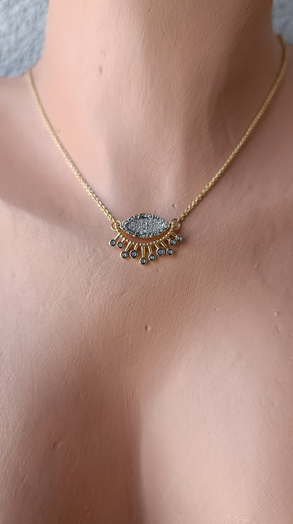 Shadiva Gold Silver Göz Kolye