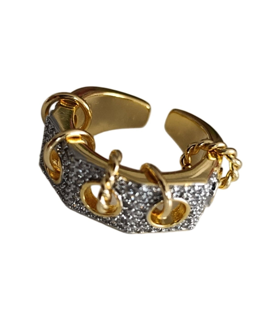 Shadiva Gold Silver Zirkon Taşlı Halka Detay Yüzük