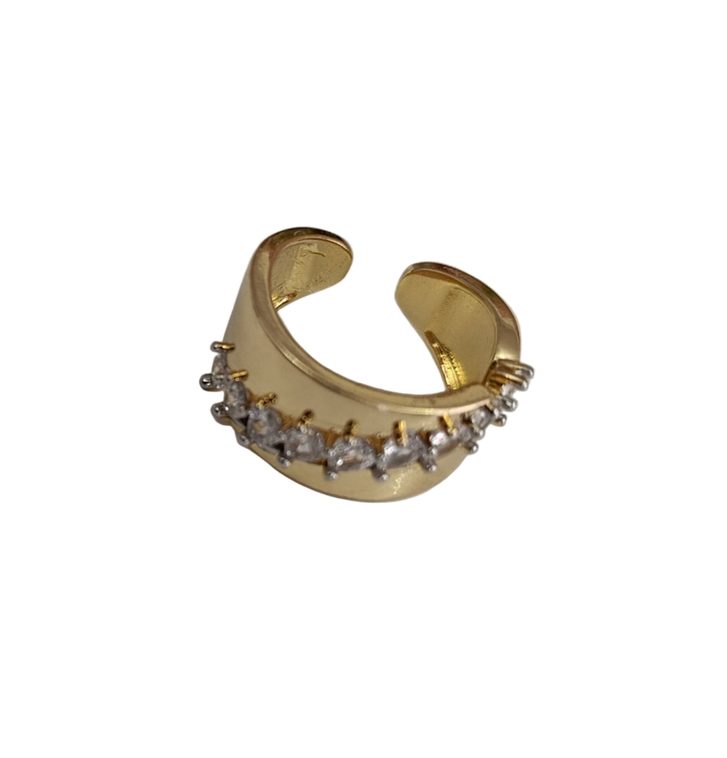 Shadiva Gold Plaka Taş Geçişli Eklem Yüzük