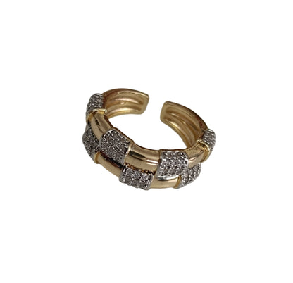 Shadiva Gold Silver Taş Bloklu Yüzük