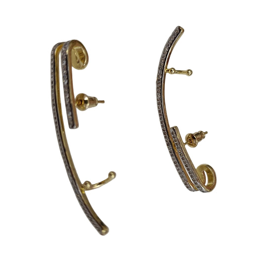 Shadiva Gold Silver Taşlı Cuff Küpe