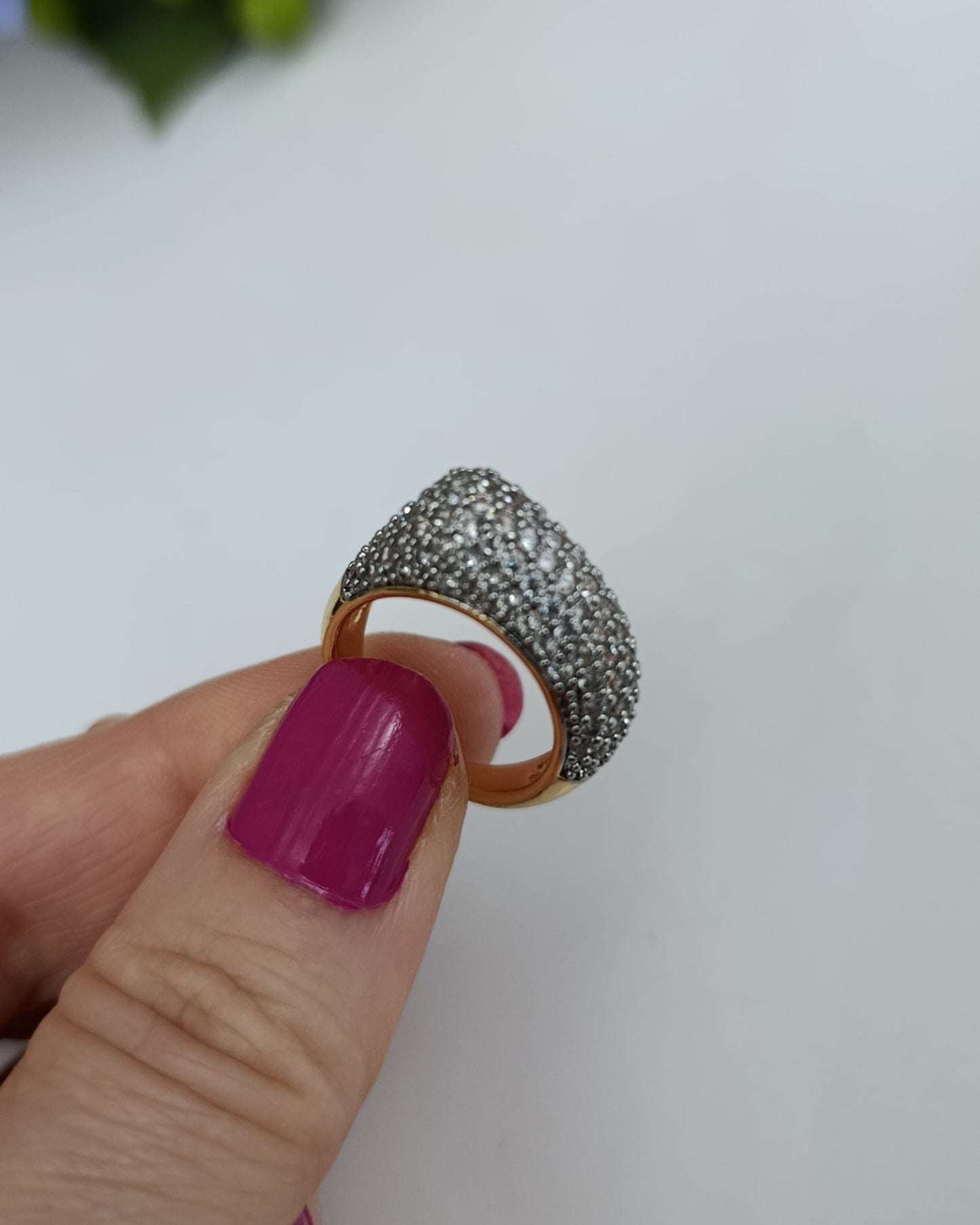 Shadiva Gold Silver Gömme Taş Yüzük