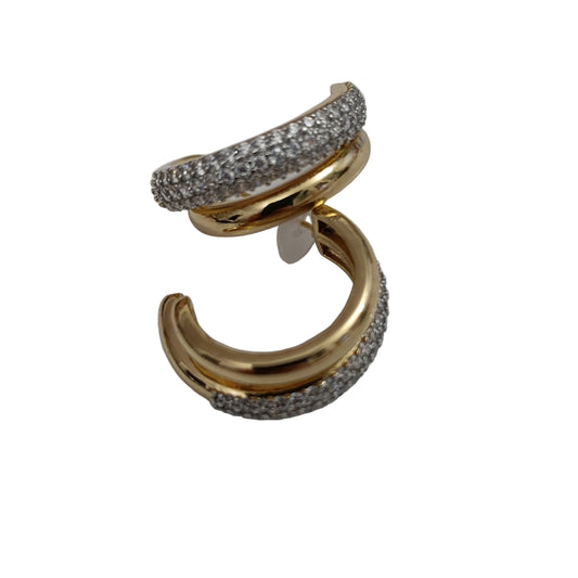 Shadiva Gold Silver Taşlı Halka Küpe
