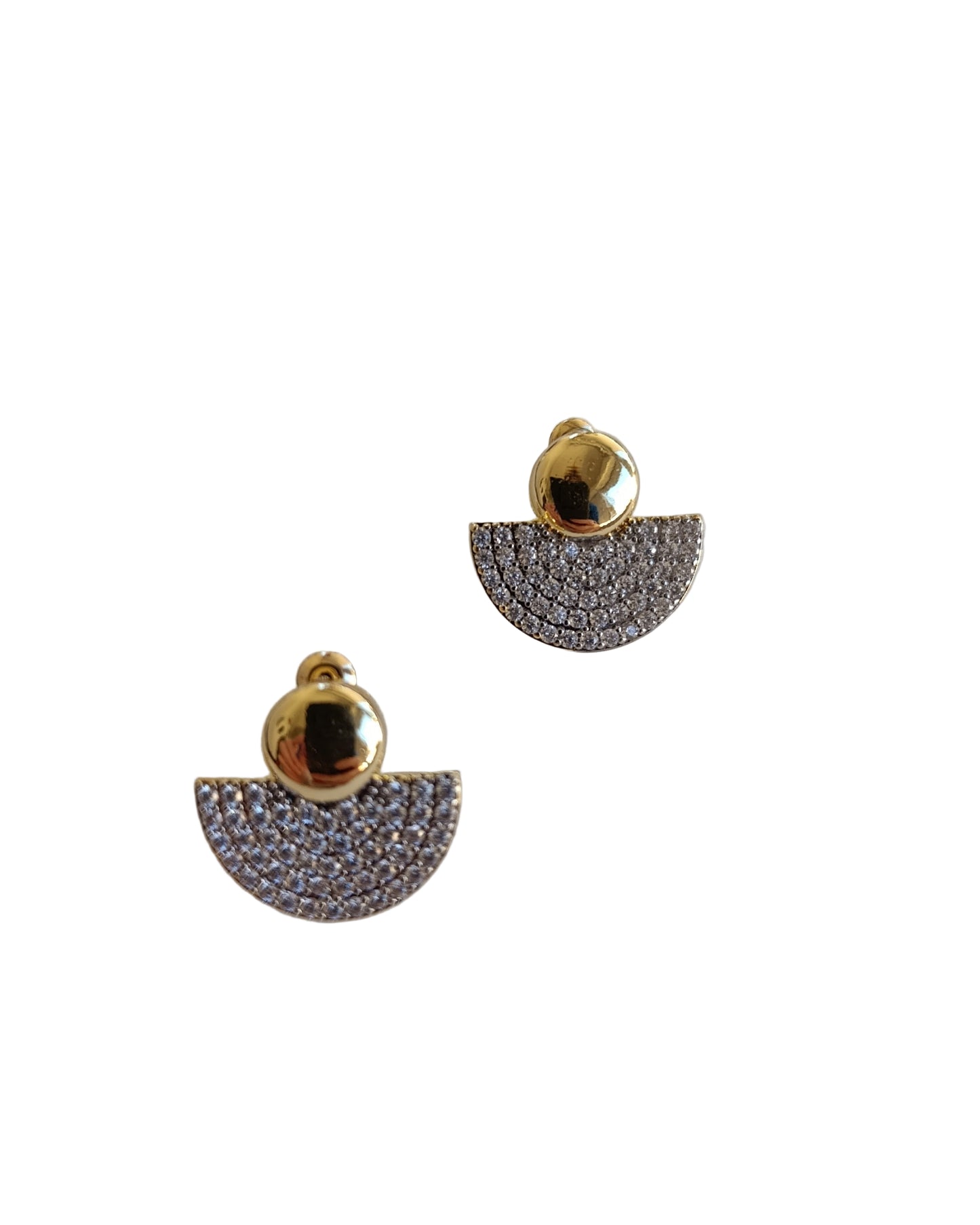 Shadiva Zirkon Taşlı Gold Yelpaze Küpe