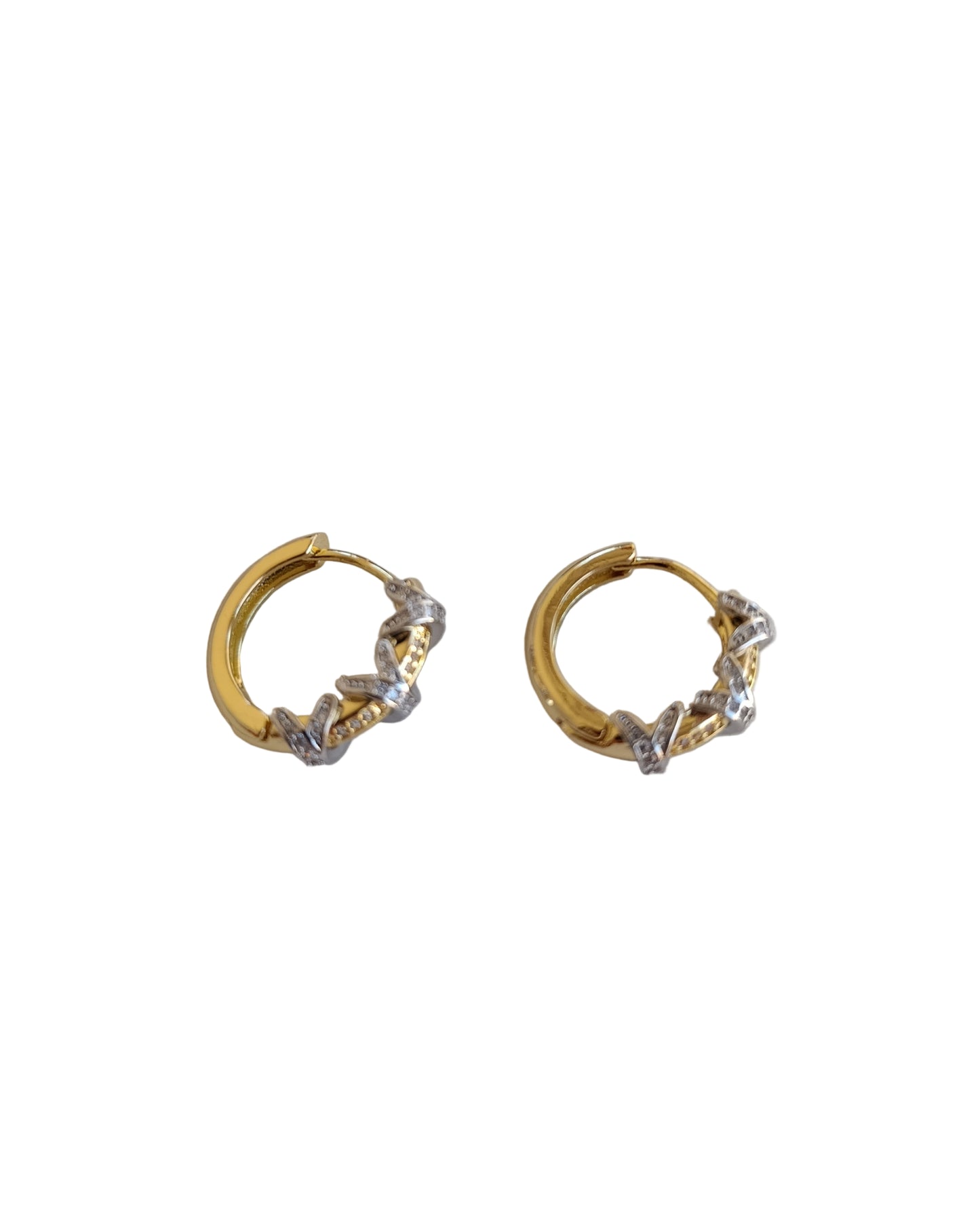 Shadiva Gold Silver Zirkon Taşlı Minimal Halka Küpe
