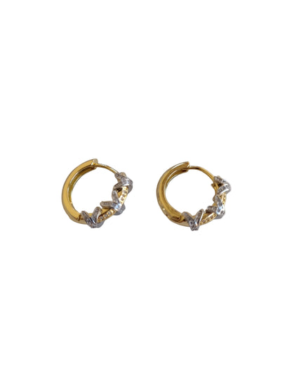 Shadiva Gold Silver Zirkon Taşlı Minimal Halka Küpe