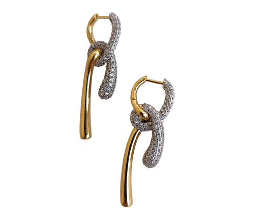 Shadiva Tivona Gold Silver Taşlı Küpe