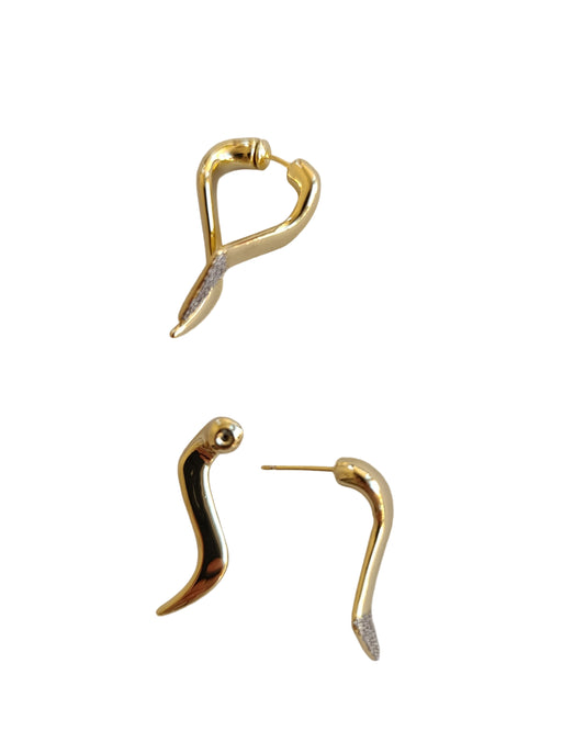 Shadiva Jolera Gold Silver Taşlı Küpe