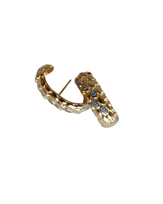 Shadiva Botana Taşlı Gold Küpe