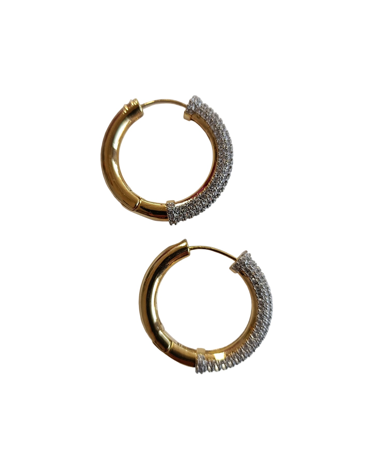 Shadiva Gold Silver Taş Geçiş Halka Küpe