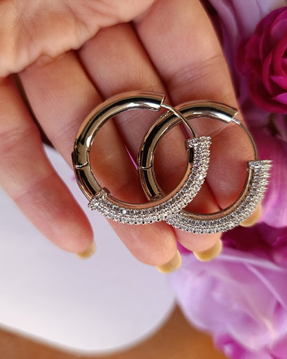 Shadiva Silver Taş Geçiş Halka Küpe