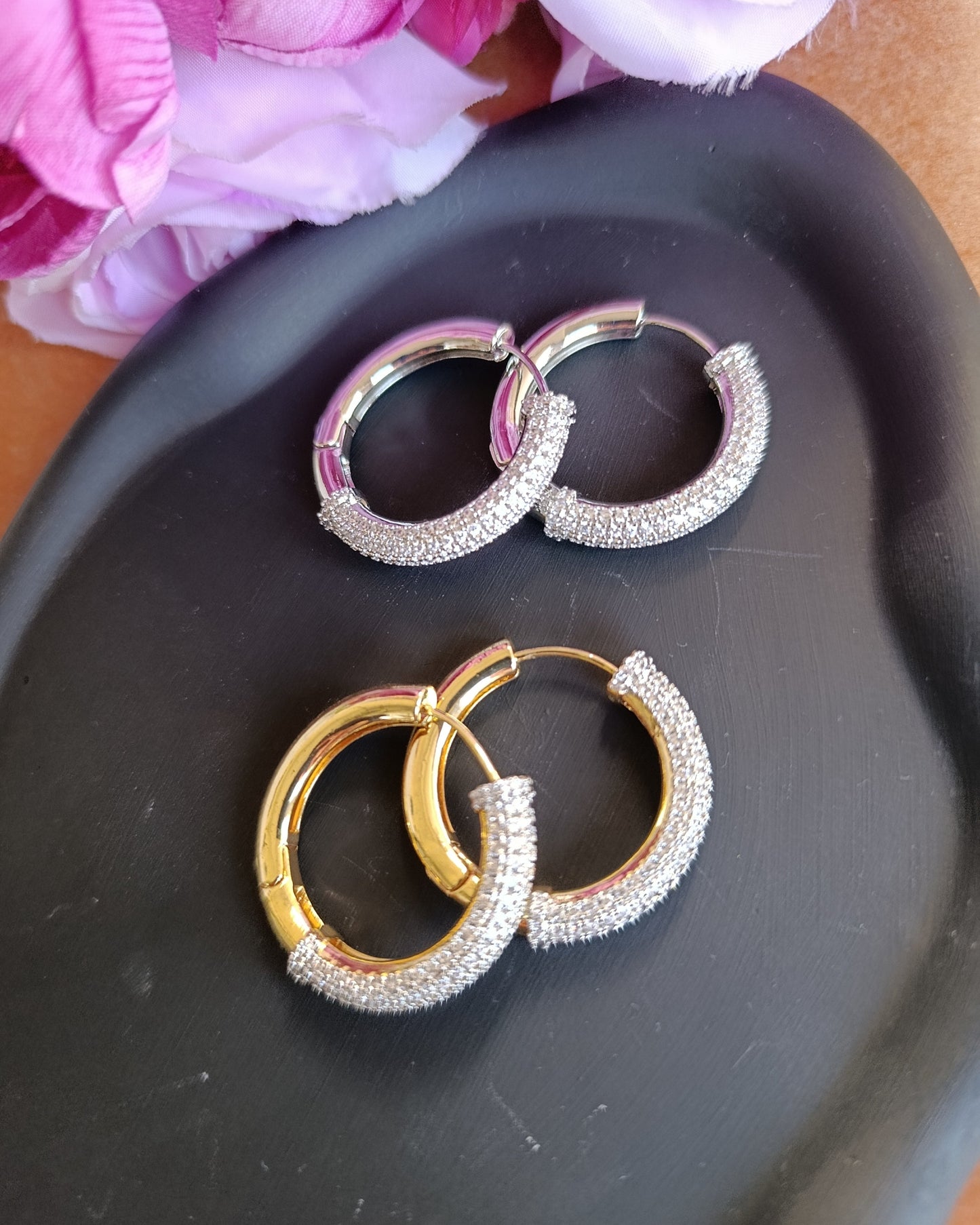 Shadiva Silver Taş Geçiş Halka Küpe