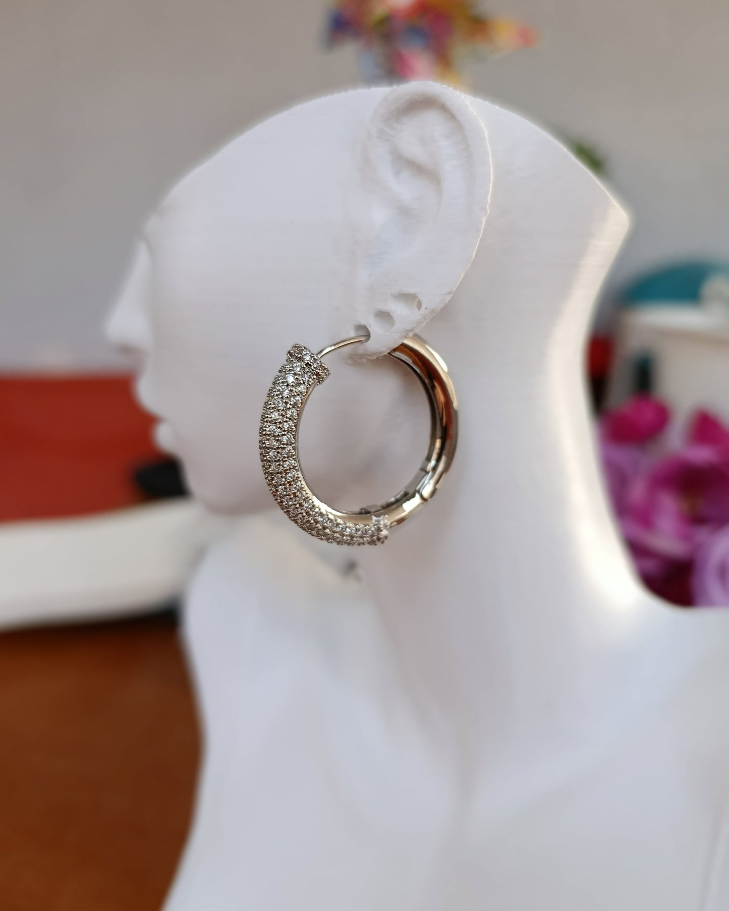 Shadiva Silver Taş Geçiş Halka Küpe