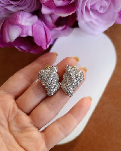 Shadiva Wave Gold Silver Taşlı Küpe