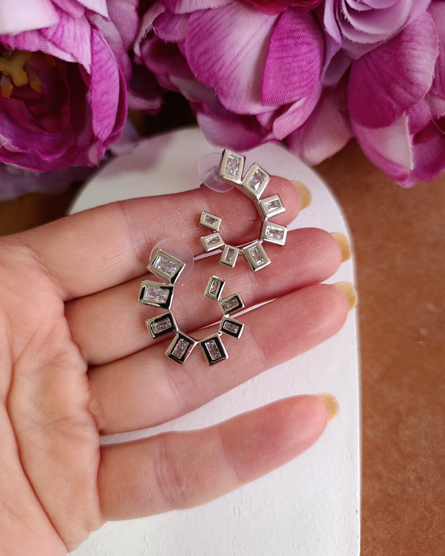 Shadiva Silver Baget Taşlı Küpe