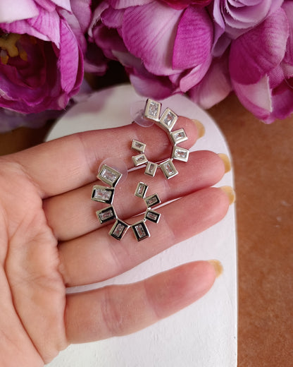 Shadiva Silver Baget Taşlı Küpe